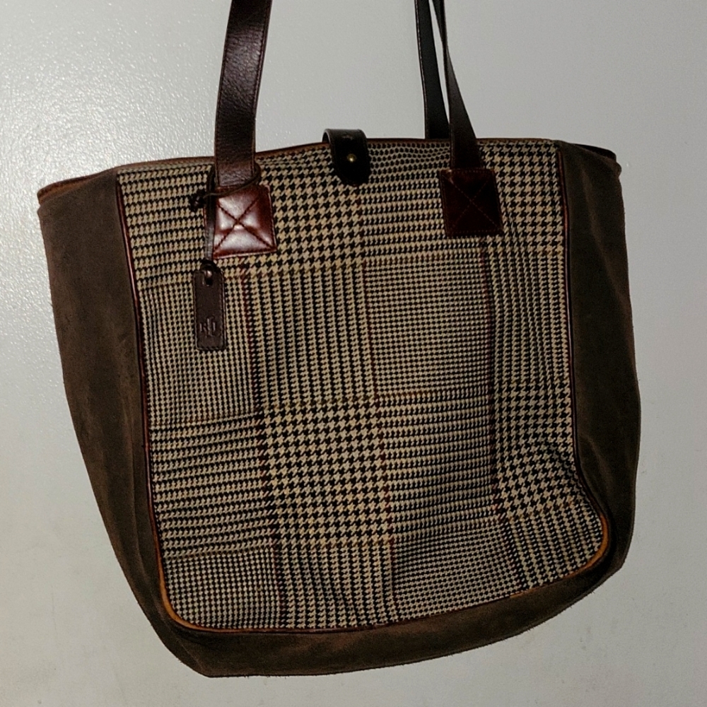 Lauren Ralph Lauren houndstooth and sued tote
